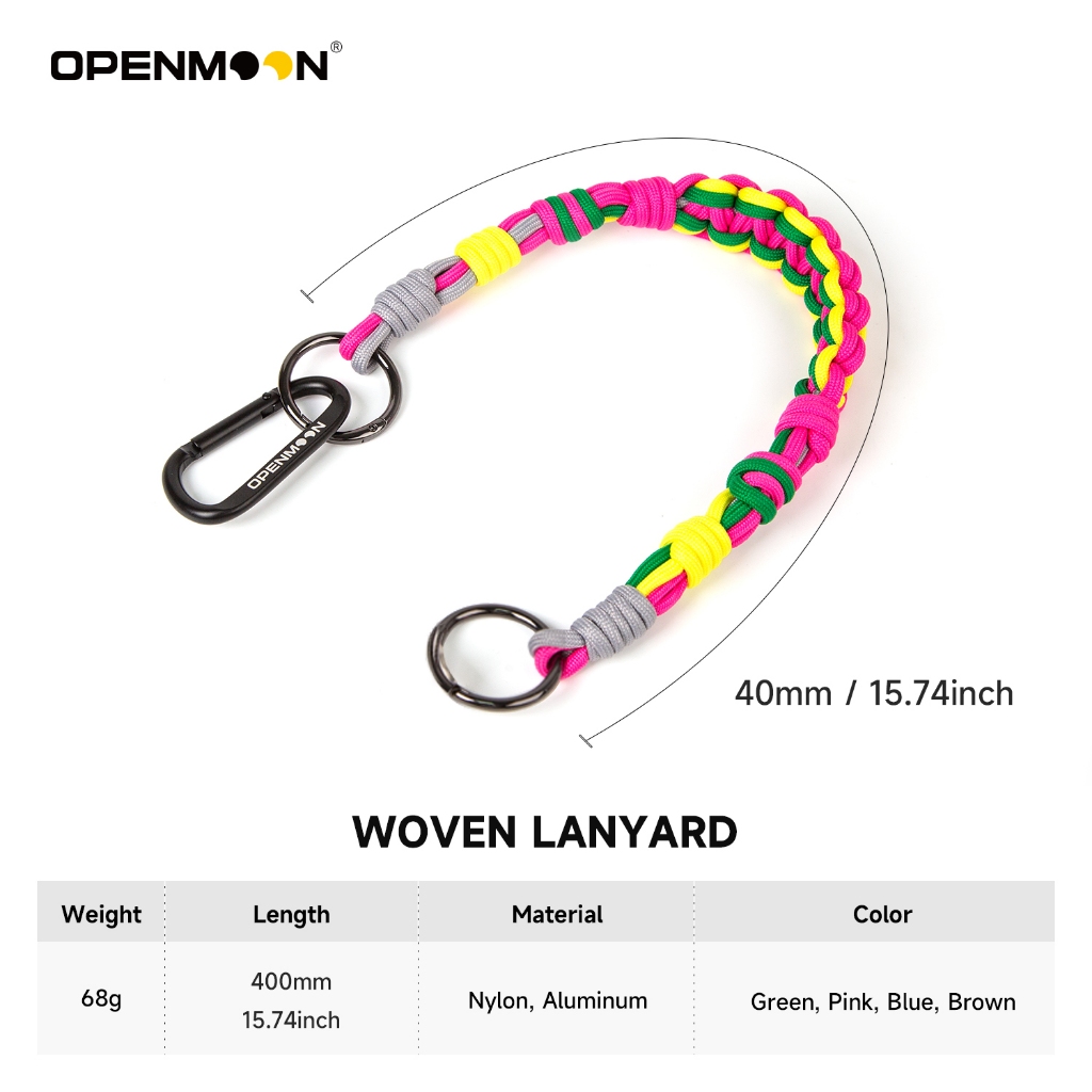 OPENMOON พวงกุญแจเชือกถัก พร้อมคลิปพวงกุญแจ สําหรับกล้อง โฟโตมิเตอร์ เรนจ์ฟินเดอร์ GoPro และอุปกรณ์อื่น ๆ (4 สี) - รูปที่ 3