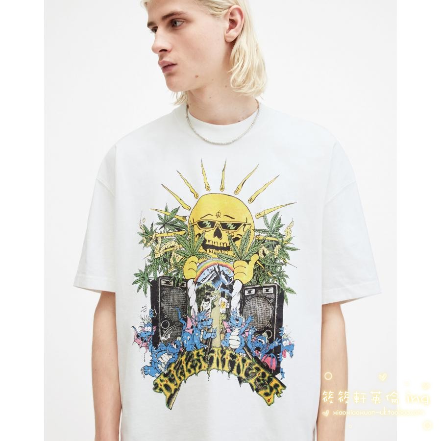 All SAINTS เสื้อยืดผู้ชายแขนสั้นพิมพ์ลายการ์ตูนสีใหม่