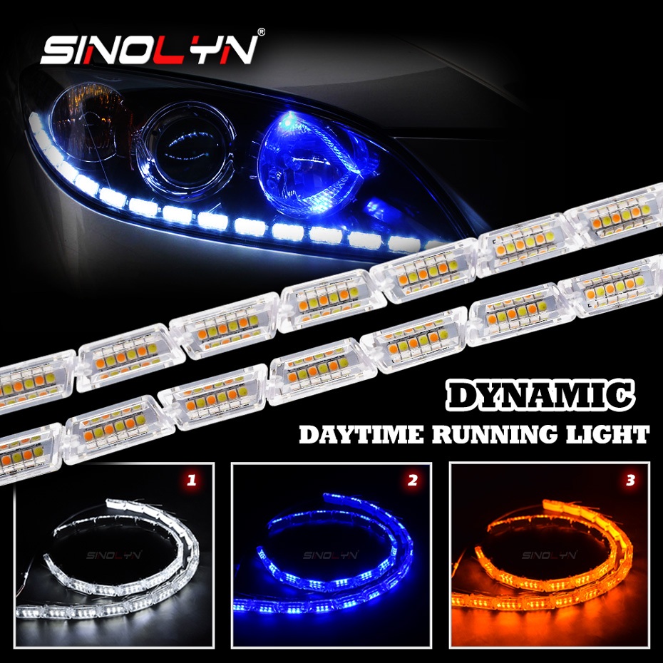 ไฟเส้น LED สำหรับรถยนต์ 3 สี  สีขาว สีฟ้า สีเหลือง