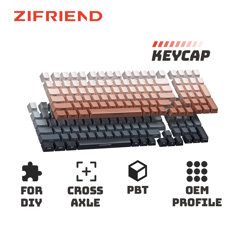Zifriend 132 ปุ่ม Gradient PBT Keycaps สำหรับคีย์บอร์ดเชิงกล