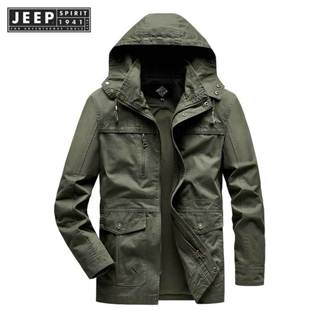 Jeep SPIRIT 1941 ESTD เสื้อแจ็คเก็ตผู้ชายหลายกระเป๋าผ้าฝ้ายแ…