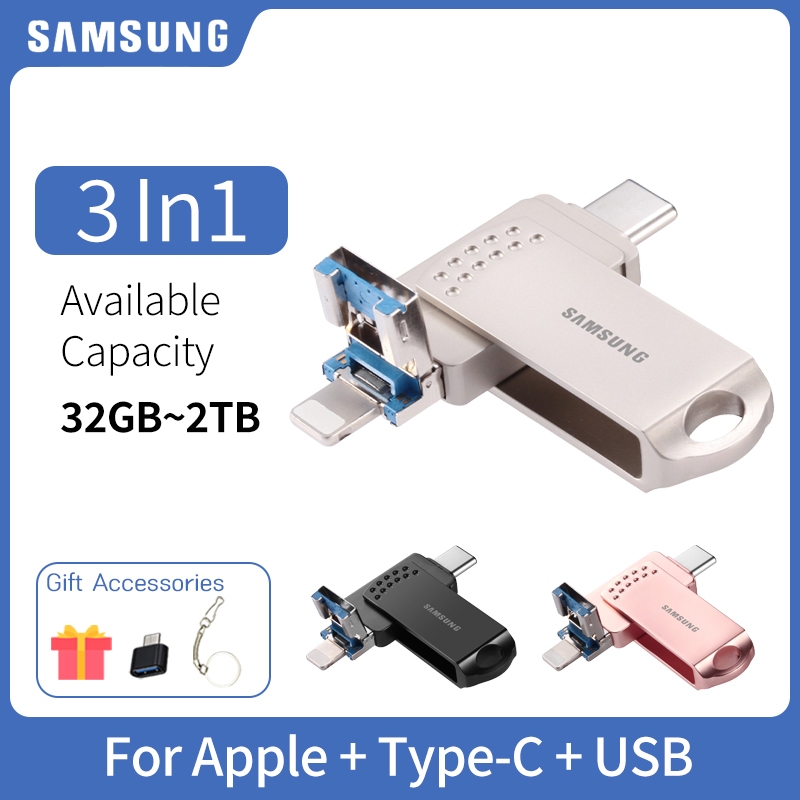 สามในหนึ่งเดียวเหมาะสําหรับ Apple Huawei typec Samsung u Disk otg แฟลชไดรฟ์ข้อมูล 512GB Memory Stick
