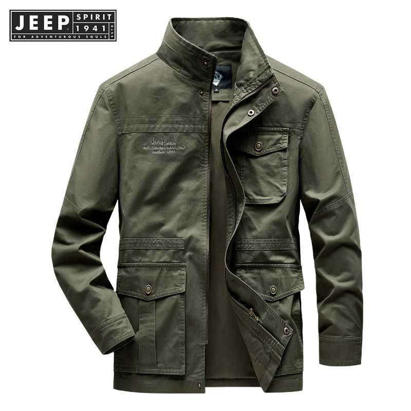 Jeep SPIRIT 1941 ESTD Cotton เสื้อแจ็คเก็ตเยาวชนทหารสบาย ๆ สําหรับผู้ชาย