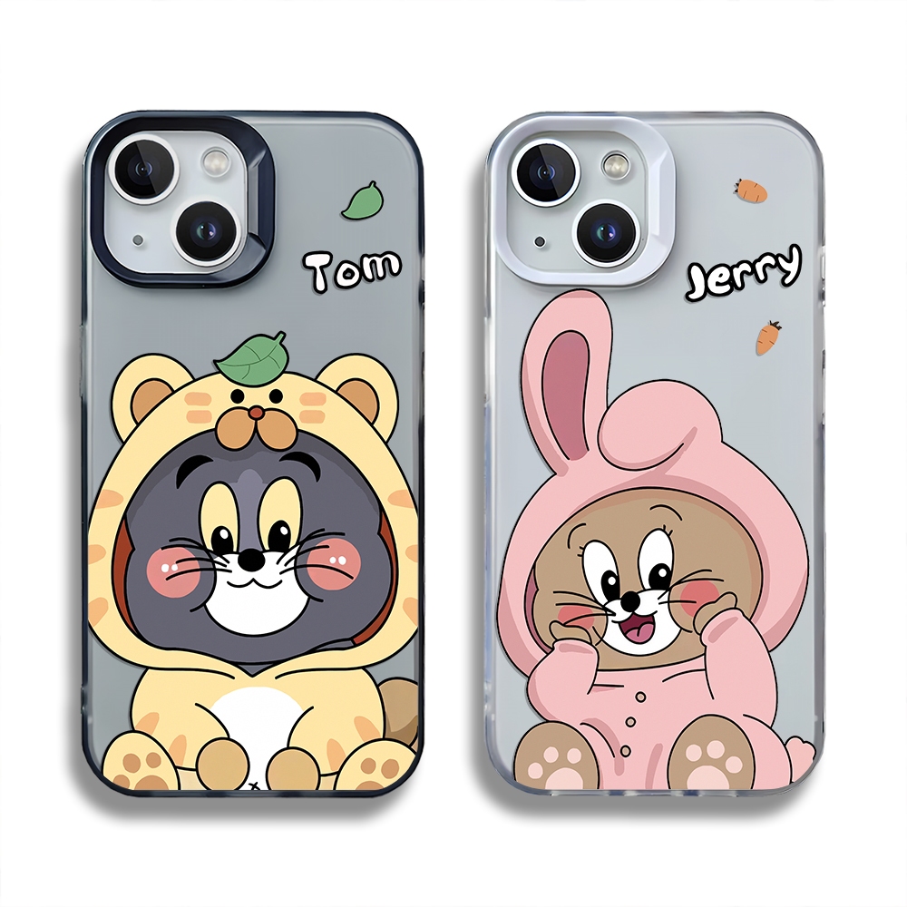 สําหรับ iPhone 15 / 14 / 13 / 12 / 11 ProMax Tom and Jerry Matte Plastic Soft Case สําหรับ iPhone 7 