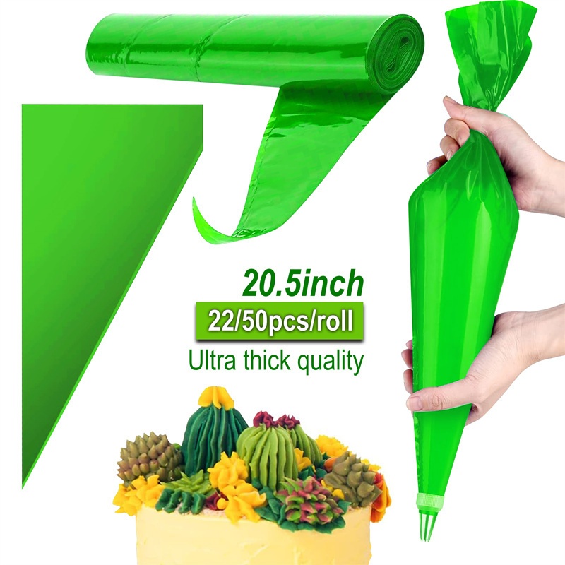 52 ซม. ขนาดใหญ่พิเศษคุณภาพเชิงพาณิชย์เค้ก Framing Bag สีเขียวสีฟ้าหนาพิเศษ Tear & Squeeze Baking Piping Bag
