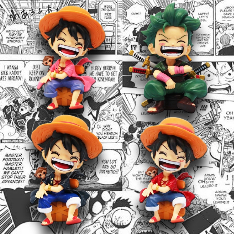 12 ซม.One Piece อะนิเมะรูปนั่งหัวเราะ Luffy Action Figures รุ่น Q Kawaii Zoro ตุ๊กตา PVC ของเล่นคอลเลกชัน