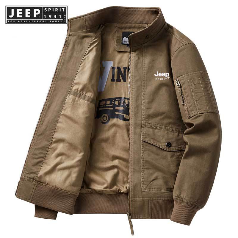 Jeep SPIRIT 1941 ESTD Cotton ล้างแจ็คเก็ตนักบินเก่า ชุดทํางาน เสื้อแจ็คเก็ตทหาร
