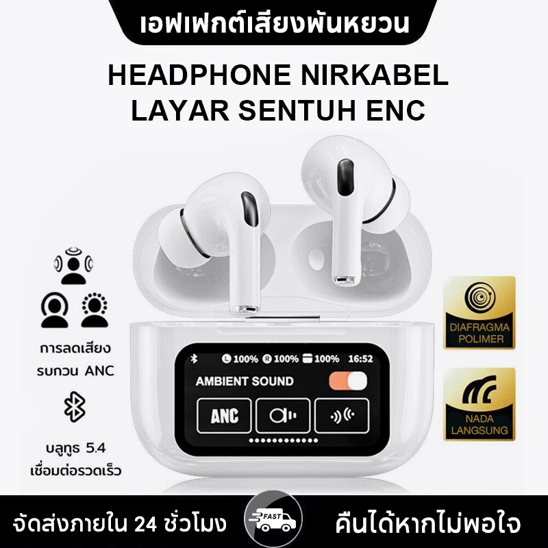 ใหม่ A9 Pro anc หูฟังไร้สายบลูทูธหน้าจอสัมผัสอัจฉริยะ 5.4 พร้อมไมโครโฟน IPX5 ลดเสียงรบกวน TWS และความเที่ยงตรงสูงหูฟังบลูทูธอัจฉริยะเต็มรูปแบบ
