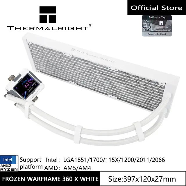 Thermalright FROZEN WARFRAME 360 X ไม่มีรุ่นพัดลม All-in-one หม้อน้ําเย็น 2.4 นิ้วจอแสดงผล LCD หน้าจอที่กําหนดเอง CPU Liquid Cooler