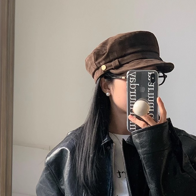 ฤดูใบไม้ร่วงสไตล์อังกฤษ Newsboy หมวกเกาหลีรุ่น ins High-End Suede แบนแปดเหลี่ยมหมวกแฟชั่นจิตรกรหมวก