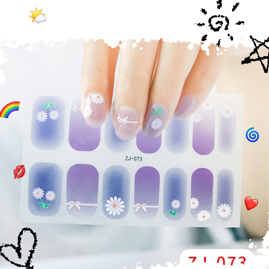 [โปรโมชั่น] Zj Series สติ๊กเกอร์ติดเล็บ 14 สติ๊กเกอร์/Sheep Ice Transparent Phototherapy Nail Polish