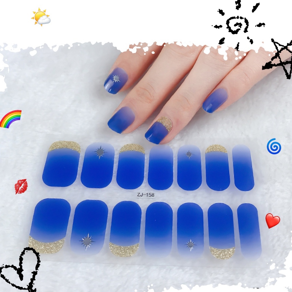 [โปรโมชั่น] Zj Series สติ๊กเกอร์ติดเล็บ 14 สติ๊กเกอร์/Sheep Ice Transparent Phototherapy Nail Polish