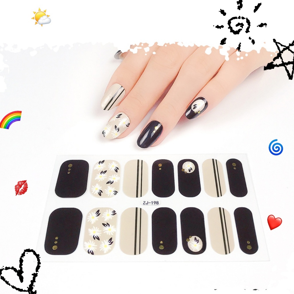 [โปรโมชั่น] Zj Series สติ๊กเกอร์ติดเล็บ 14 สติ๊กเกอร์/Sheep Ice Transparent Phototherapy Nail Polish