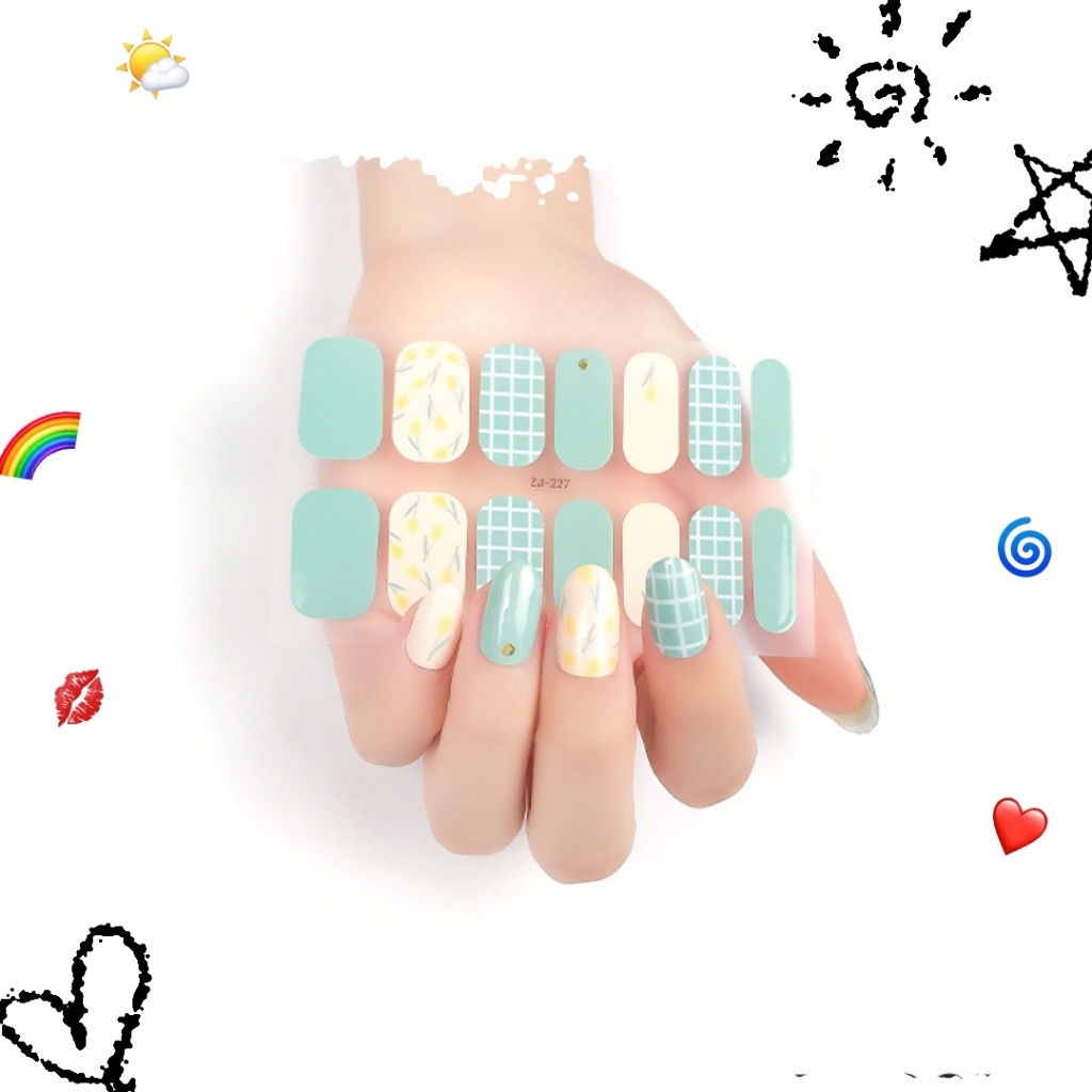 [โปรโมชั่น] Zj Series สติ๊กเกอร์ติดเล็บ 14 สติ๊กเกอร์/Sheep Ice Transparent Phototherapy Nail Polish