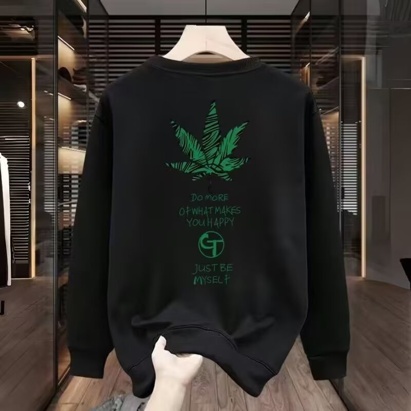 2024 ฤดูใบไม้ผลิฤดูใบไม้ร่วงPullover Hoodlessเสื้อกันหนาวผู้ชายAll-Match American Streetสวมใส่รอบคอหลวมเสื้อผ้าผู้ชายM-3xl