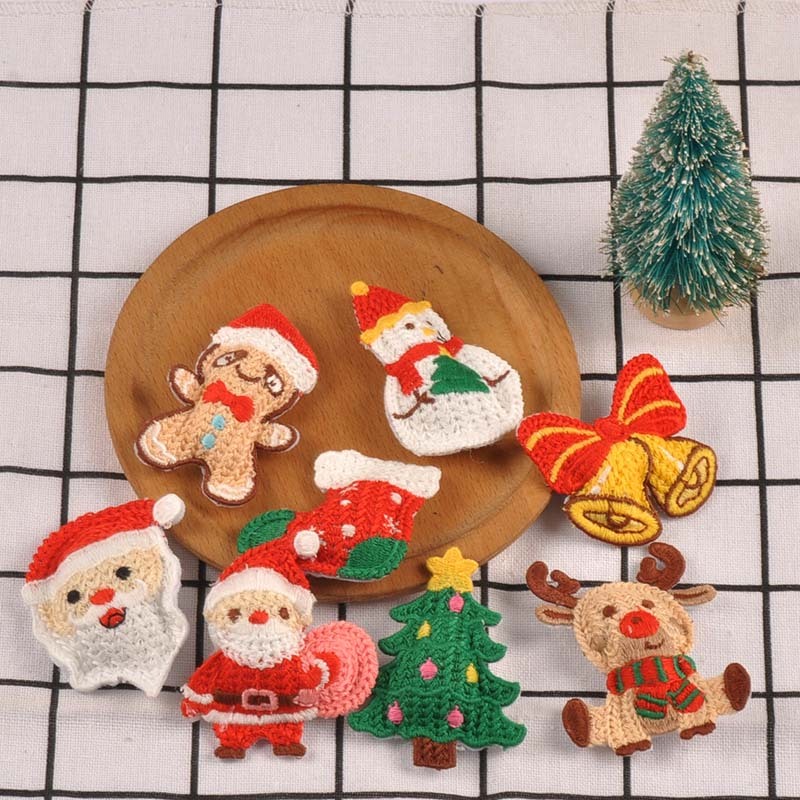 8 ชิ้น 42-68 มิลลิเมตรน่ารักต้นคริสต์มาส/Bell/Snowman/Elk แพทช์เสื้อผ้า Appliques งานฝีมือ DIY ตกแต่งอุปกรณ์เย็บผ้า Party Xmas CP4112