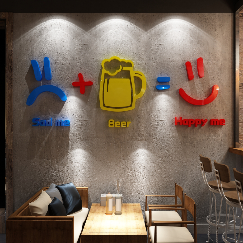 ของตกแต่งบาร์ฉากเค้าโครงร้านอาหารสติกเกอร์สร้างสรรค์ร้านอาหารหม้อไฟผนัง