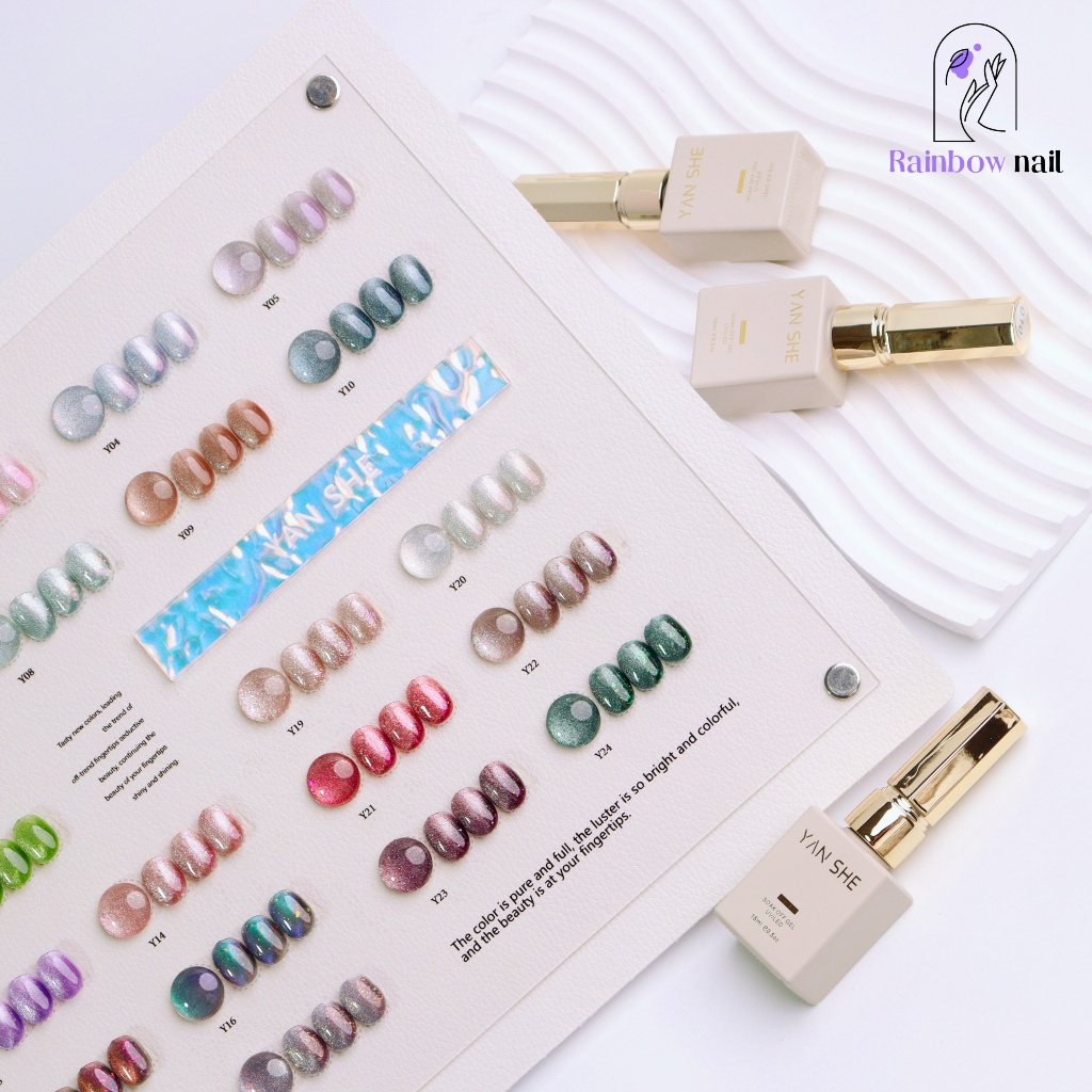 Yan SHE 24 สี ยาทาเล็บแฟลช แมวตา ชุดยาทาเล็บ(15ml/ขวด) การ์ดสีฟรี อุปทานพร้อมสต็อก