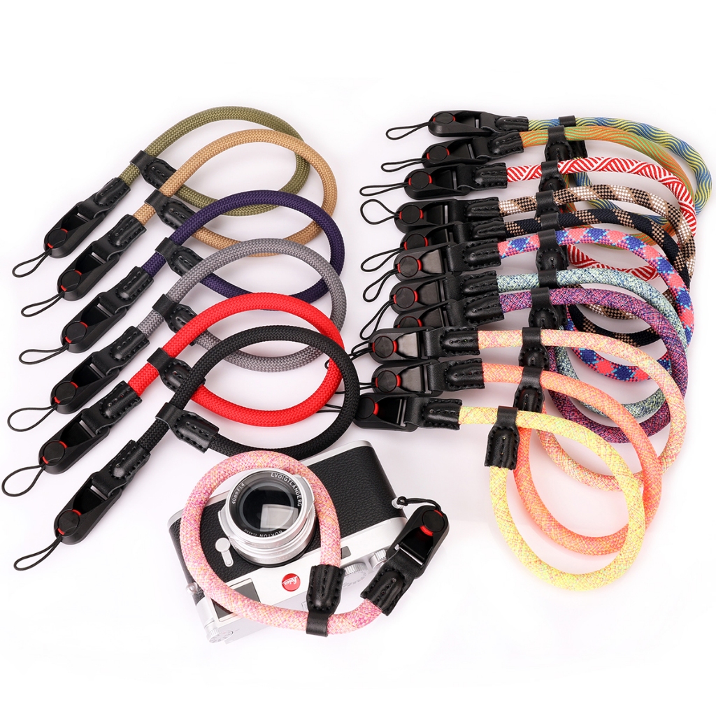 Quick Release สายรัดข้อมือกล้องไนลอนเชือกกลมเข็มขัดอุปกรณ์เสริมกล้องปรับได้