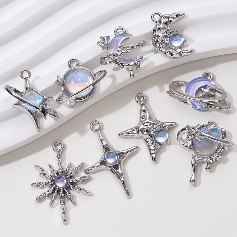 5 ชิ้นใหม่ Star Moon Heart Charms แฟชั่น Y2k สไตล์จี้สําหรับทําผลการค้นหาเครื่องประดับทําด้วยมือ