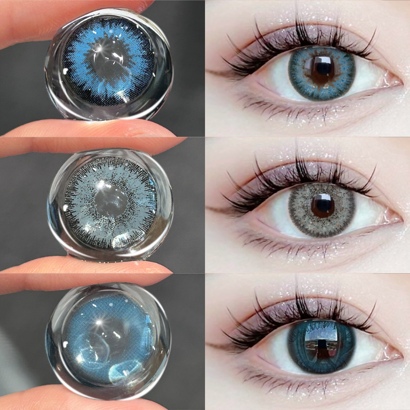สีเทาสีฟ้า0.00 ~-4.00ตาคอนแทคเลนส์เลนส์คอนแทคเลนส์ชุด2ชิ้นรายปี14.2มิลลิเมตรเกรดวูอายฟรีกรณี