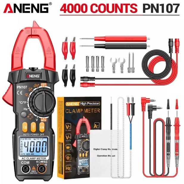 【Hot】ANENG PN107เครื่องมัลติมิเตอร์ดิจิทัล AC/DC ทดสอบอุณหภูมิ มัลติเทสเตอร์ True RMS 4000