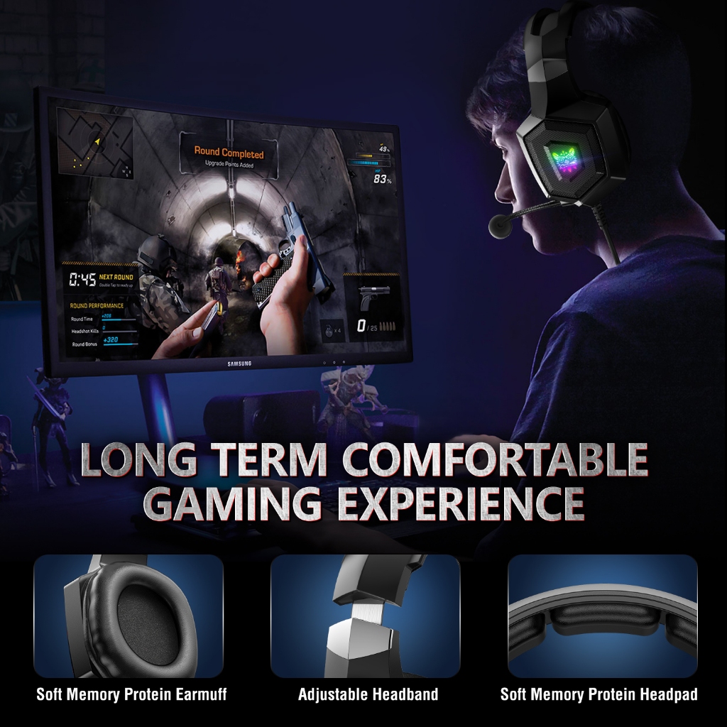 Onikuma K8 RGB หูฟังเกม+CW917 แพ็คเกจเมาส์เหมาะสําหรับ PC/แล็ปท็อป