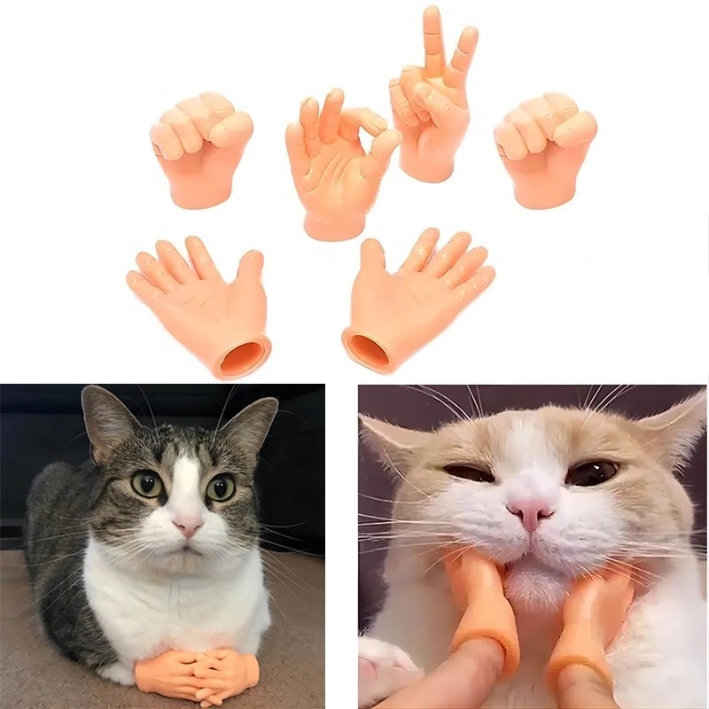 [พร้อมส่ง] Tiny Hands Playing With Cats Finger Gloves สําหรับแมว ของเล่นแมว ถุงมือมินิ ของเล่นแมวตลก ราคาถูก