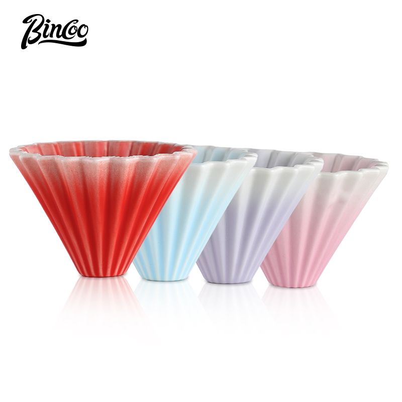 Bincoo หม้อกาแฟชงมือชุดเค้ก Origami ถ้วยกรอง V60 กรองกาแฟเซรามิกเครื่องชงกาแฟ