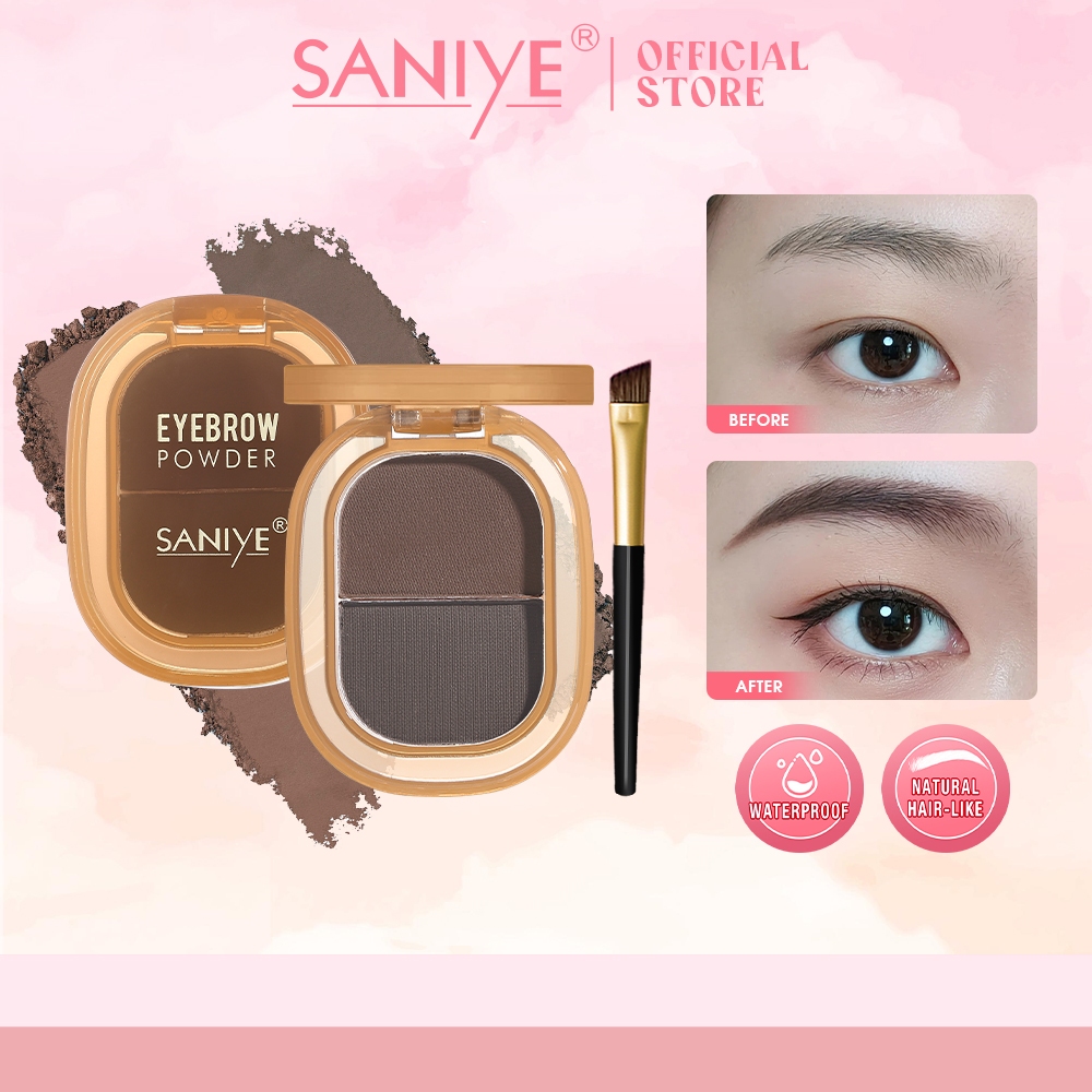 SANIYE ซานี 2สีคิ้วผงสีน้ําตาลและสีดําติดทนนานไม่ซีดจางผู้หญิงแต่งหน้าคิ้วผง จ028