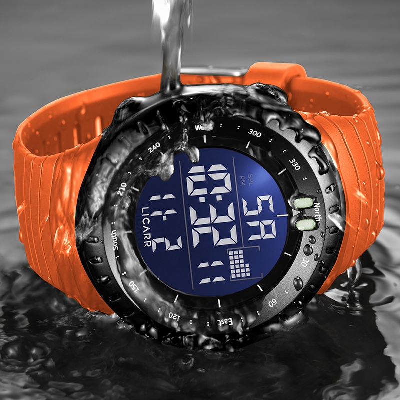 Licarr แบรนด์แฟชั่นชั้นนํานาฬิกาผู้ชายลําลองกันน้ําของแท้นาฬิกาผู้ชายดิจิตอลนาฬิกาจับเวลาเรืองแสง 95