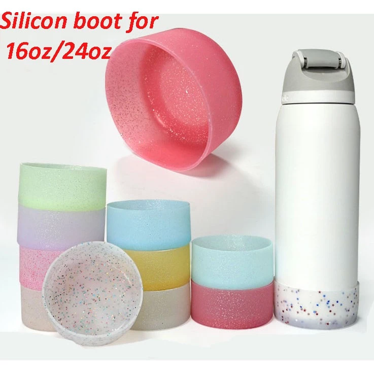 Bling ซิลิโคน Boot สําหรับ Owala 24oz, Owala 16oz Silicon Boot Anti-Slip แขนป้องกันด้านล่างสําหรับขวดน้ําสแตนเลส Stanley Tumbler 20-40oz ยาง Boot
