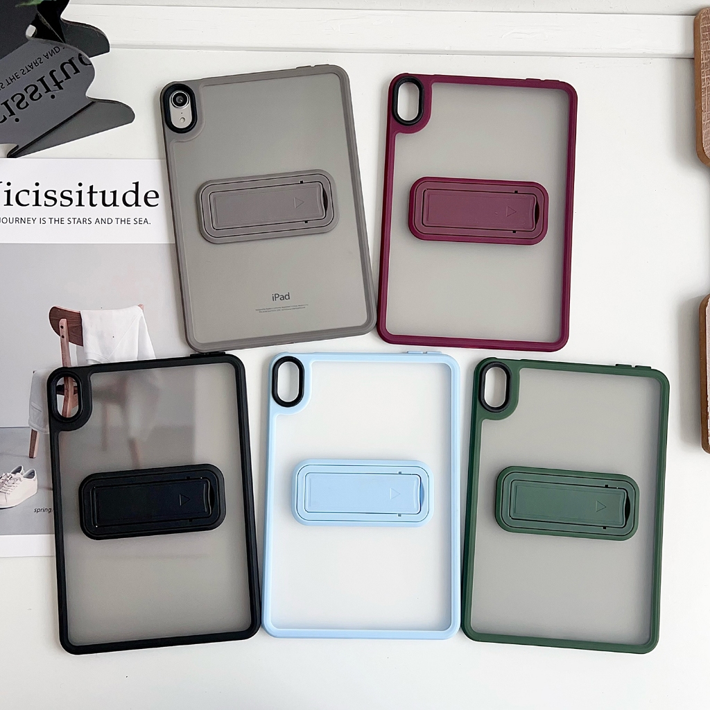 สําหรับ iPad mini (2024) A17 Pro 8.3 "A2995 A2996 A2568 iPad mini 7 6 5 4 แฟชั่นสีกรอบกันกระแทกป้องกันกรณีปรับวงเล็บพับกลับ Matte Clear PC Stand Casing