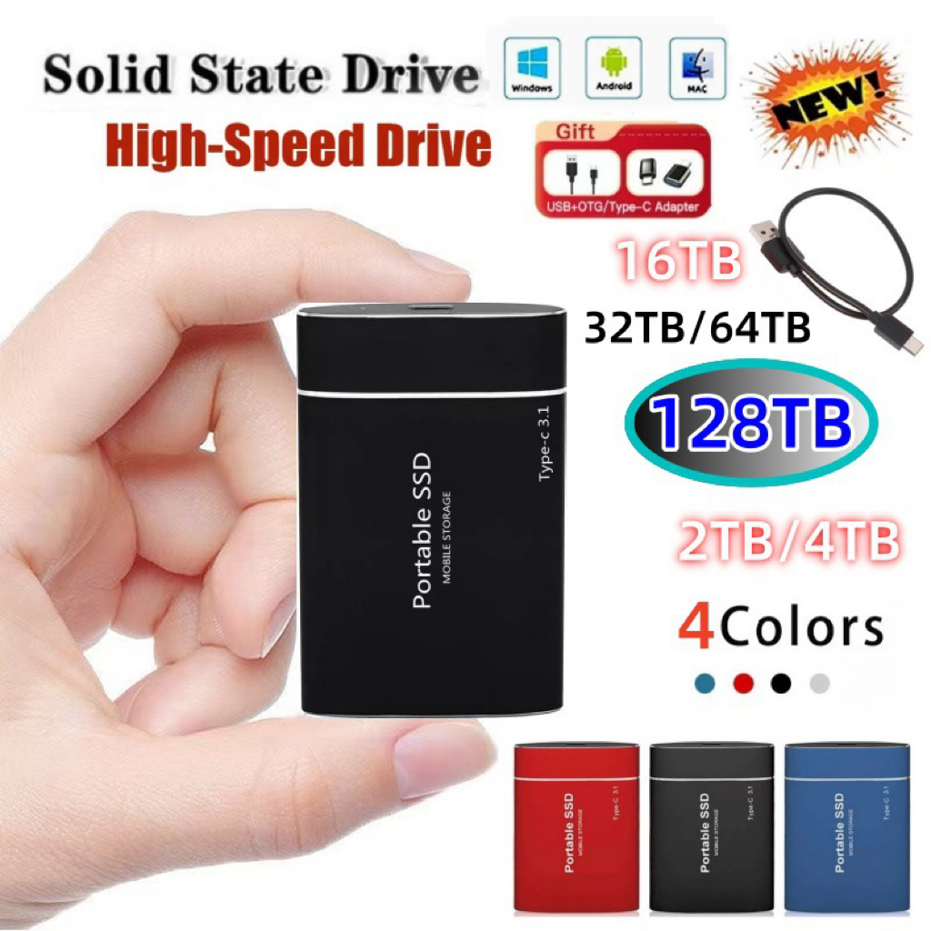 SSD แบบพกพา 1TB SSD ฮาร์ดไดรฟ์ 2TB ภายนอก SSD ไดรฟ์ Solid State ภายนอกความเร็วสูง Mini Ssd