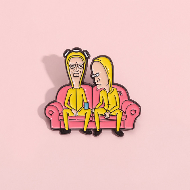 ตลกอะนิเมะ Beavis และ Butthead เข็มกลัด Pin โซฟาโปสเตอร์การ์ตูนปก Badge Comedy TV โลหะการ์ตูนเข็มกลัด Lapel Pin