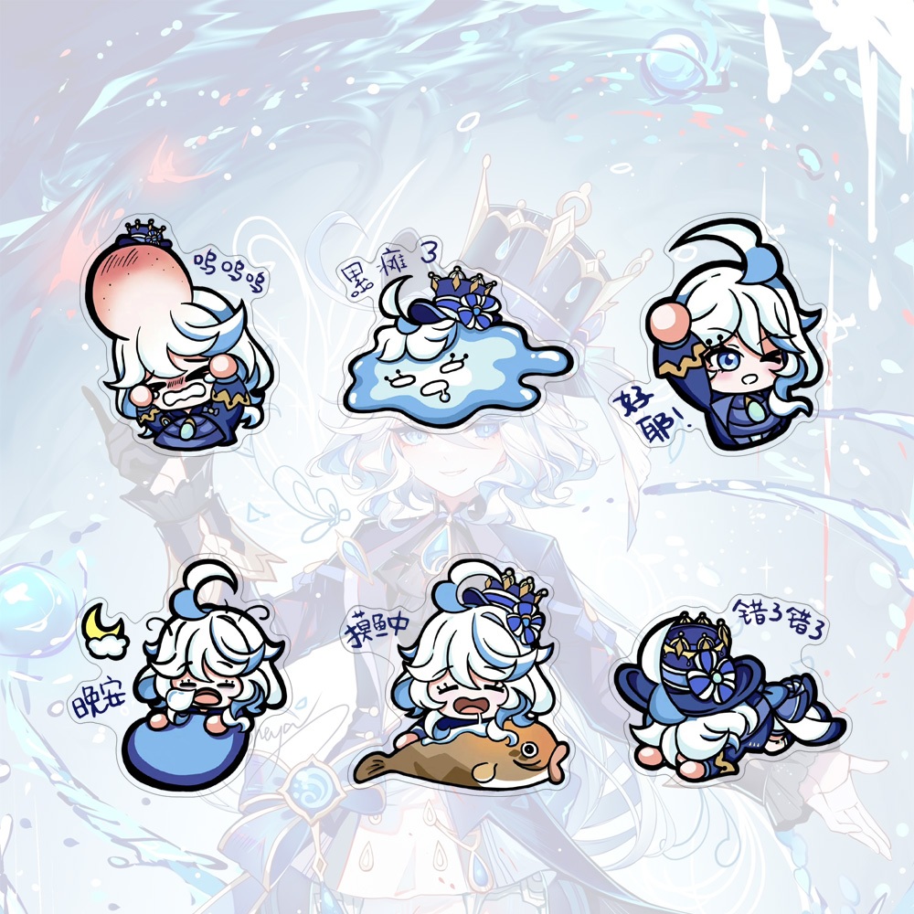 เข็มกลัดอะคริลิค Furina Genshin Impact การ์ตูนสร้างสรรค์น่ารักป้ายเสื้อผ้ากระเป๋าตกแต่ง