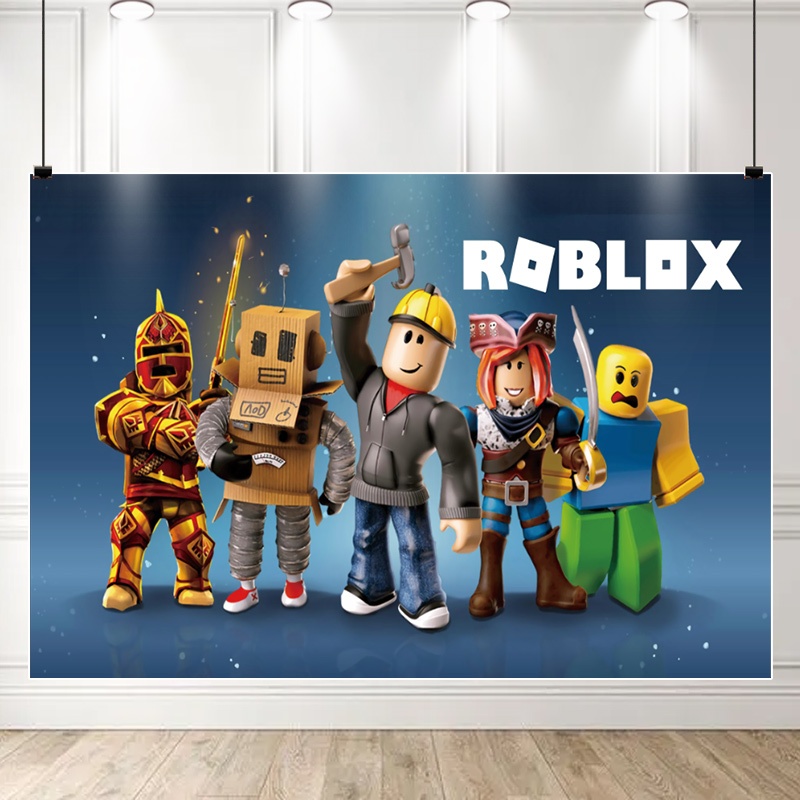 125x80 ซม. ธีม Roblox ใหม่สุขสันต์วันเกิดปาร์ตี้ฉากหลังพื้นหลังผ้า