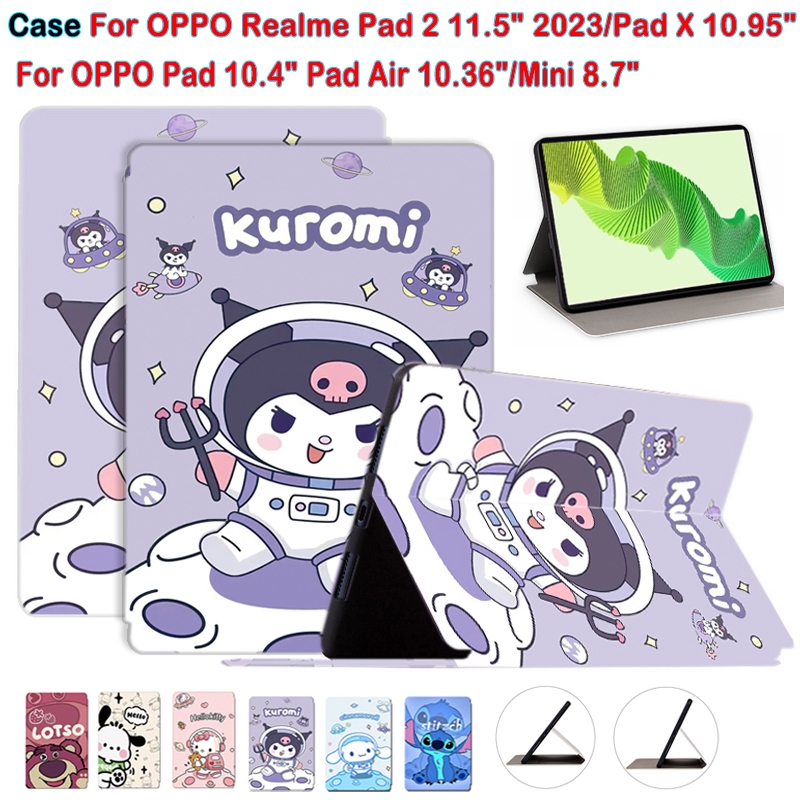 สําหรับoppo Realme Pad 2 11.5" 2023 Pad X 10.95 "Pad 10.4 "แฟชั่นการ์ตูนอะนิเมะรูปแบบแท็บเล็ตPad Air 10.36 "Pad Mini 8.7 "คุณภาพสูงPUหนังกันกระแทกขาตั้งFlip Cover
