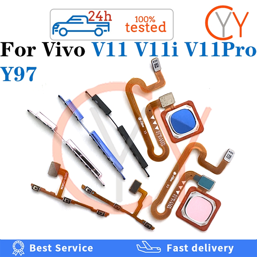 สําหรับ VIVO V11 V11i V11 Pro Y97 ปุ่มบ้านเครื่องสแกนลายนิ้วมือเซ็นเซอร์กลับปุ่มปรับระดับเสียงสวิตช์ไฟเปิดปุ่ม Flex สาย
