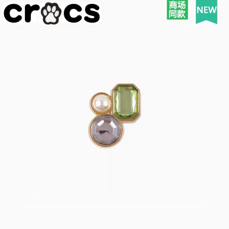 Crocs crocs รองเท้าผ้าใบอุปกรณ์เสริม crocs รองเท้าดอกไม้อัญมณีสีเขียว Star Group สีชมพูรูปสี่เหลี่ยมผืนผ้าอัญมณีรองเท้าหัวเข็มขัด Zhib Star