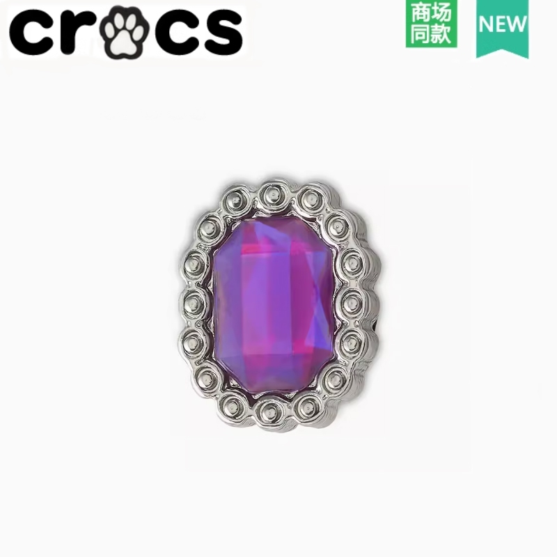 Crocs crocs รองเท้าผ้าใบอุปกรณ์เสริม crocs รองเท้าดอกไม้อัญมณีสีเขียว Star Group สีชมพูรูปสี่เหลี่ยมผืนผ้าอัญมณีรองเท้าหัวเข็มขัด Zhib Star