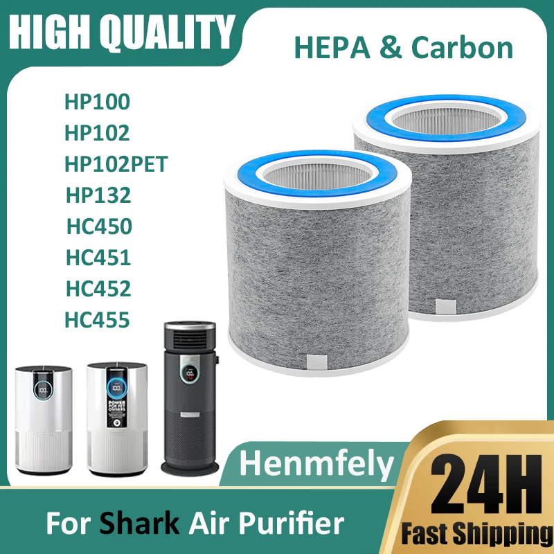 2 PACK ตัวกรองทดแทนสําหรับ Shark HP100 HP102 HP102PET HP132 HC450 HC451 HC452 HC455 เครื่องฟอกอากาศ