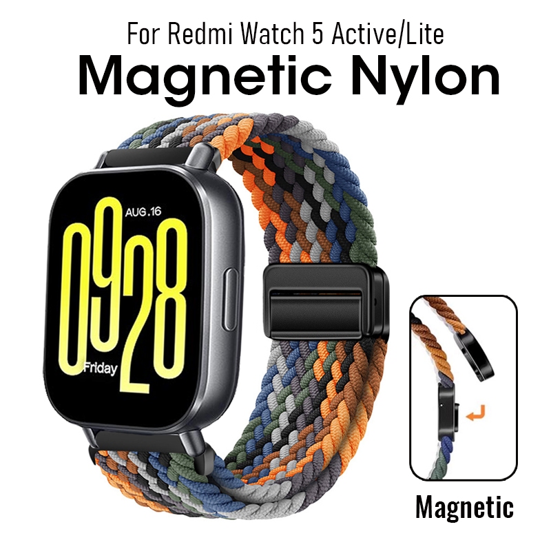 แม่เหล็กbreathableยืดสายไนลอนสําหรับredmiนาฬิกา5 Active Watchbandกีฬากันน้ําถักสายรัดไนลอนแม่เหล็กสําหรับXiaomi Redmiนาฬิกา4เปลี่ยนวง