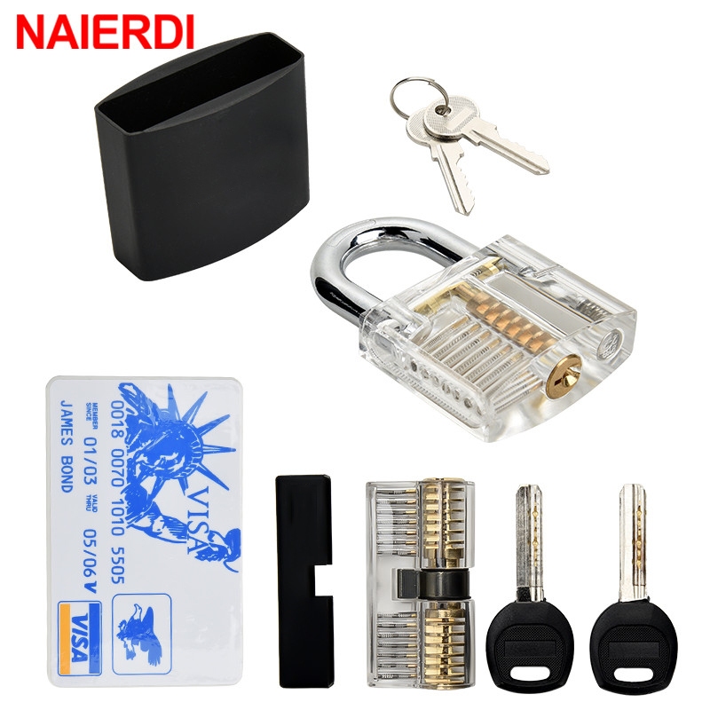 Naierdi Practice Lock อุปกรณ์ช่างกุญแจชุดเครื่องมือประแจความตึงเครียดเครื่องมือกุญแจหักสําหรับการฝึก