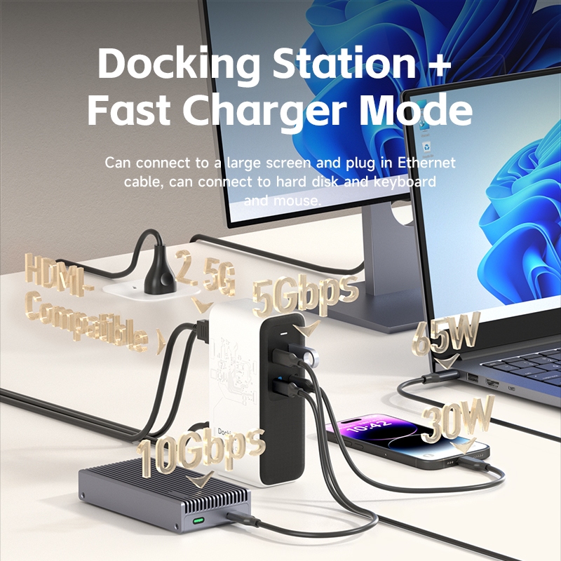 Hagibis 100W GaN Docking Station สําหรับสวิทช์ ROG Ally Steam Fast Charger 4K Monitor 2.5G Ethernet สําหรับ Thunderbolt 4/3 Macbook Pro
