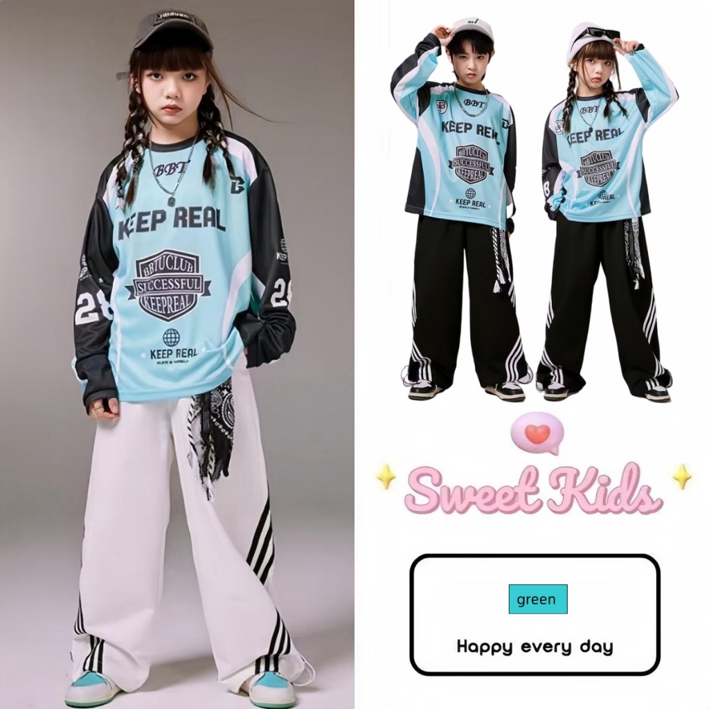 SweetKids พร้อมส่งจากกทม เสื้อผ้าเด็กแฟชั่น เสื้อแขนยาวลำลอง เต้นรำเท่ๆ ฮิปฮอป ทรงหลวม สไตล์เกาหลี ผ้านุ่ม ใส่ได้ทั้งเด็กชาย-หญิง