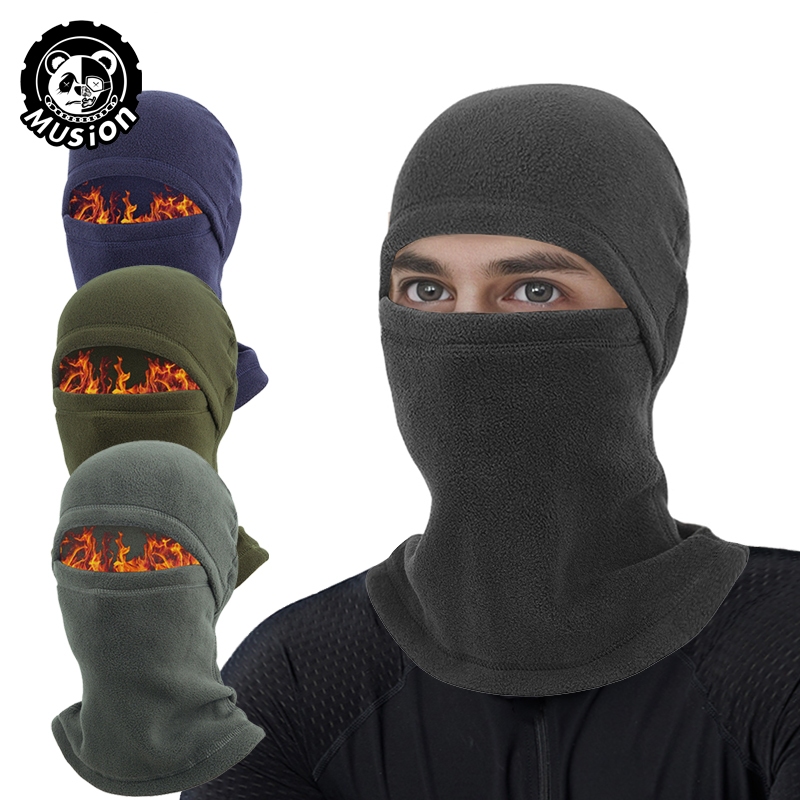 Musion กันลม Thermal Balaclava พร้อมแว่นตารูยืดขนแกะ Face Mask Warm คออุ่นสําหรับขี่รถจักรยานยนต์และกีฬากลางแจ้ง