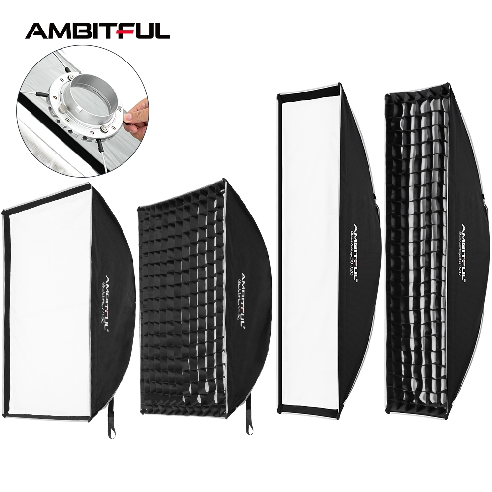 Amytful 30x120 ซม. 60x90 ซม. QUICK ReleaseSoftbox Bowens Mount Strip Square Softbox