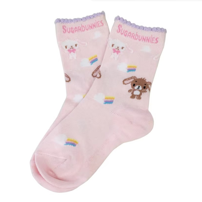 น่ารัก Sugarbunnies ถุงเท้ายาวสําหรับสาวเด็ก Kawaii การ์ตูนอะนิเมะถุงเท้าผ้าฝ้ายสีชมพู