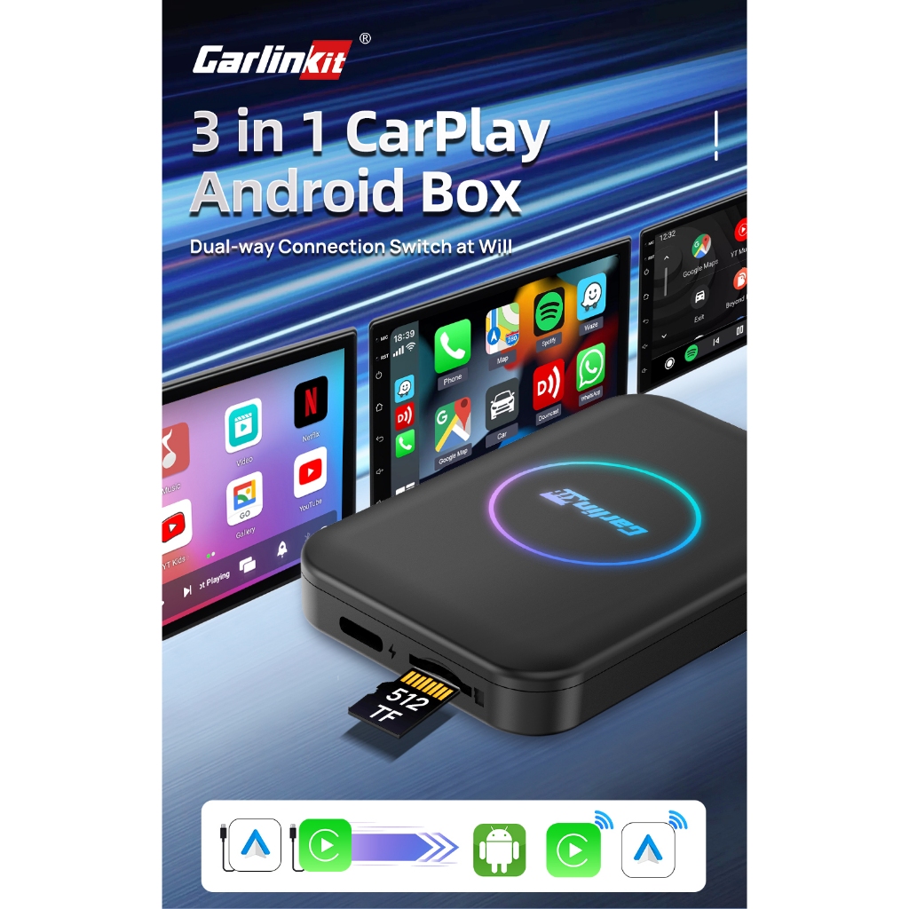 Tbox-lite Carlinkit ในความบันเทิงในรถยนต ์ อุปกรณ ์ อัจฉริยะสามารถดู YouTube และ Netflix ในกล ่ อง AI carplay